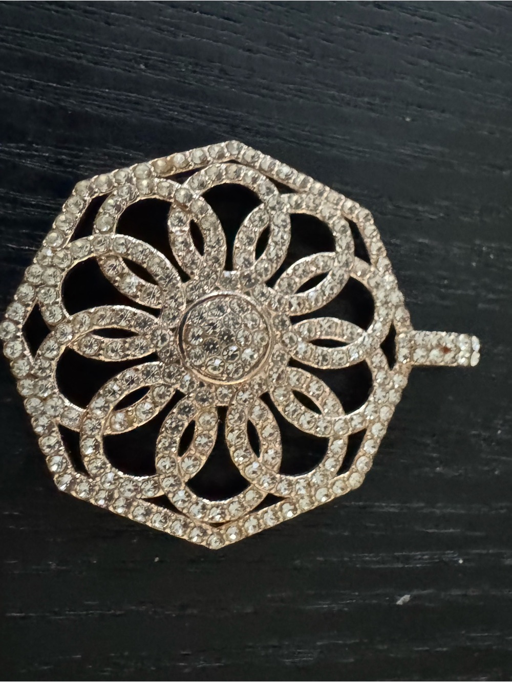 Women's Crystal Floral Filigree Brooch - Sparkling Silver